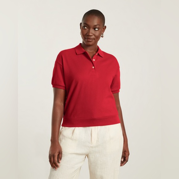 Everlane The Oversized Polo. Size XS. Goji Berry Red. - Picture 1 of 12